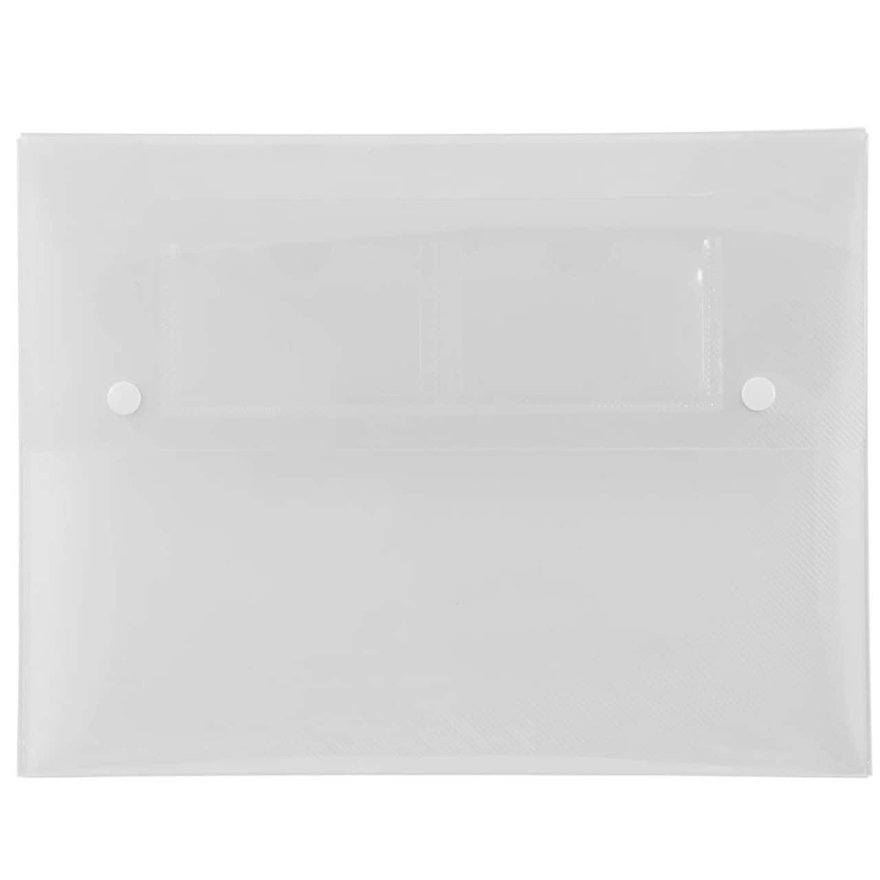 JAM Paper Clear Plastic Portfolio with Two Button Snap Closure 9.5" x 12.5"